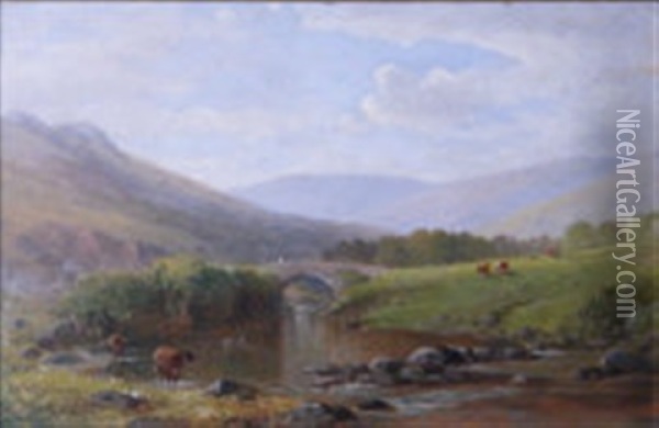 Shilley Bridge, Near South Brent (+ On The Lyd, Dartmoor; Pair) Oil Painting - William (of Plymouth) Williams