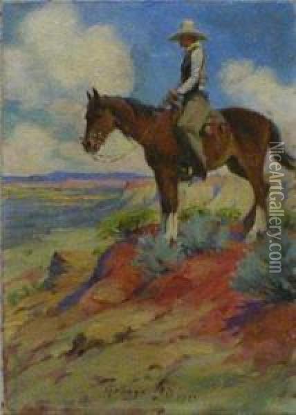 Tall In The Saddle Oil Painting - Elling William Gollings