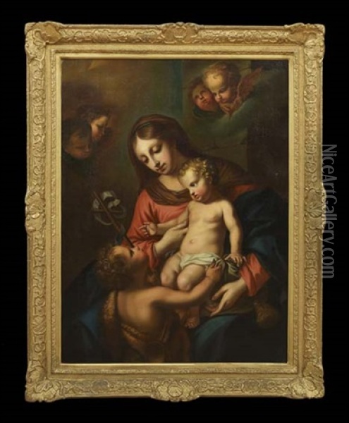 Virgin With Christ And John The Baptist Oil Painting - Bartolome Esteban Murillo
