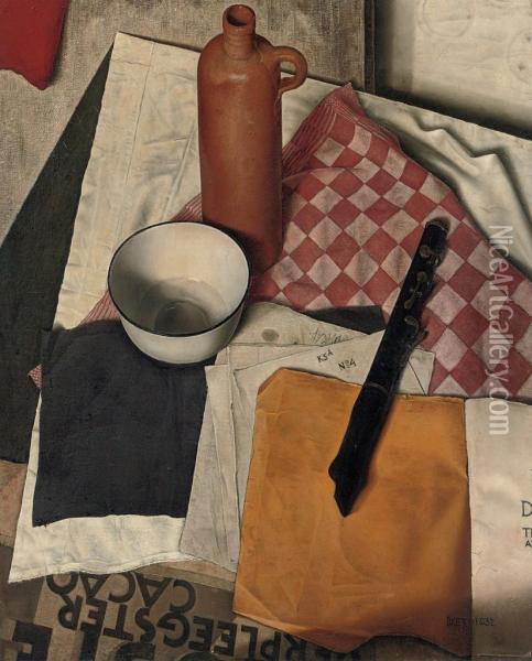 Stilleven Met Fluit: A Still Life With Flute Oil Painting - Dick Ket