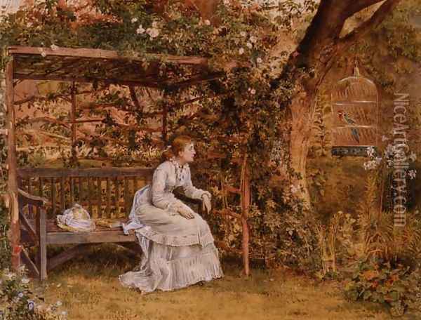 The Lady and her Parrot Oil Painting - George Goodwin Kilburne