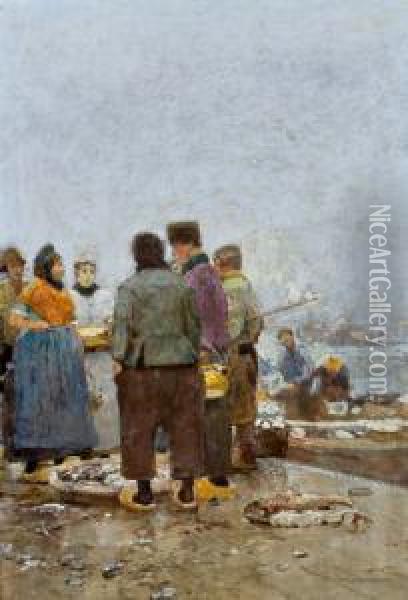 Auf Dem Fischmarkt Oil Painting - Hans Herrmann