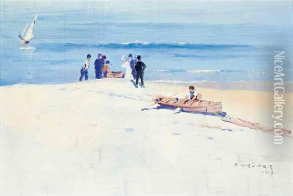 Fisherman, Coogee Beach (beach Study) Oil Painting - Elioth Gruner