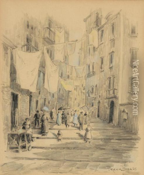 St. Gaetano Street, Naples Oil Painting - Frank Myers Boggs