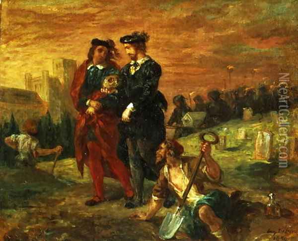 Hamlet and Horatio in the Cemetery 1859 Oil Painting - Eugene Delacroix