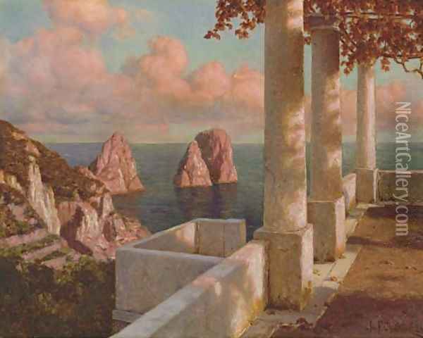 The Faraglioni Rocks, Capri Oil Painting - Ivan Fedorovich Choultse