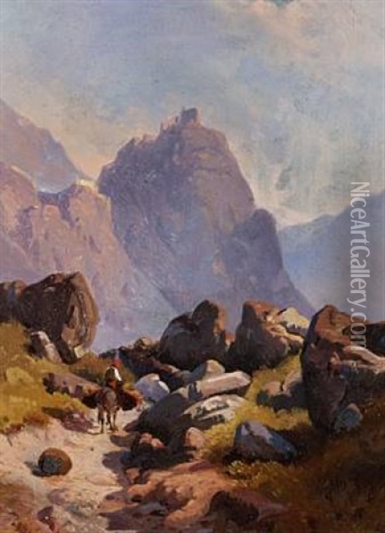 View From The Tyrol Oil Painting - Frederik-Carl-Julius Kraft