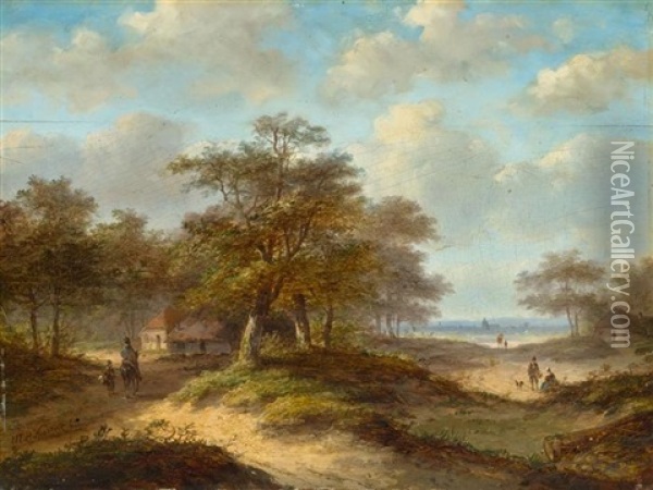 Sommerliche Landschaft (+ Another; Pair) Oil Painting - Marinus Adrianus Koekkoek