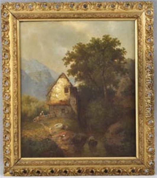 Alte Muhle Im Gebirgstal Oil Painting - Wilhelm Brandenburg