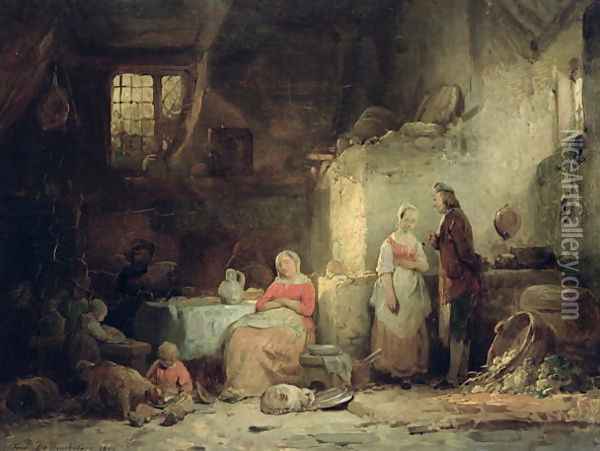Conversation after the Meal 1840 Oil Painting - Adrien Ferdinand de Braekeleer