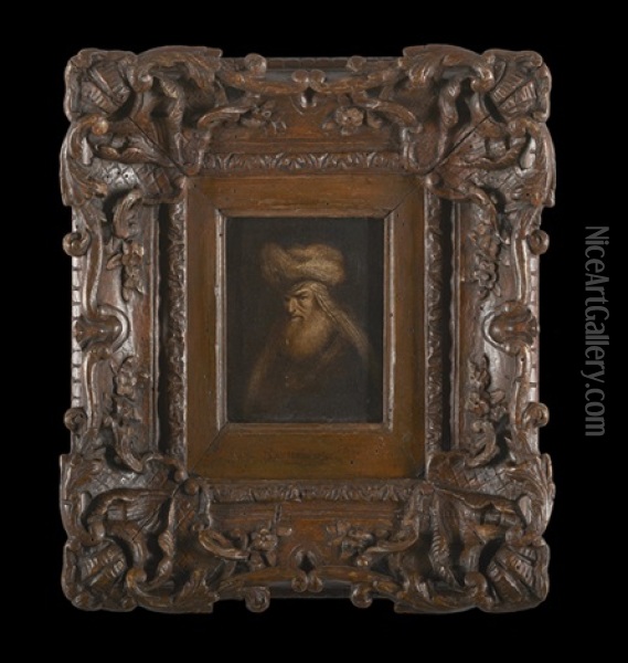 Portrait Of A Bearded Man Wearing A Fur Hat Oil Painting -  Rembrandt van Rijn