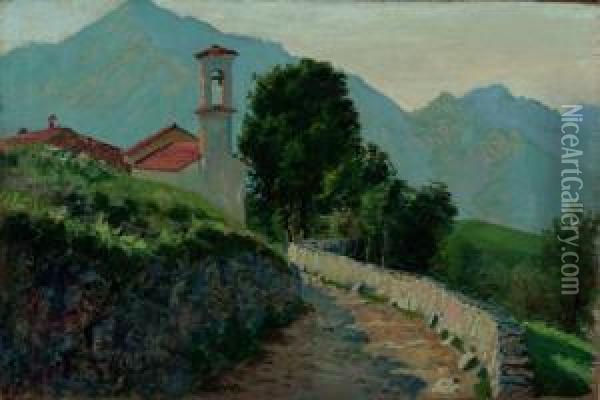 Paesaggio Montano Oil Painting - Angelo Morbelli