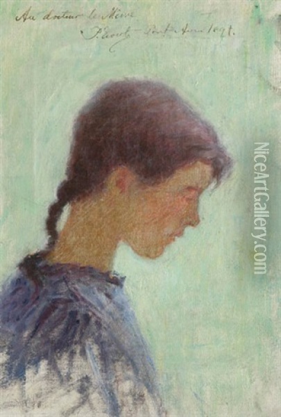 Jeune Bretonne De Profil Oil Painting - Per Ewert