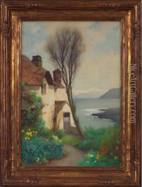 Shelley Cottage, Lynmouth, North Devon Oil Painting - Benjamin D. Sigmund
