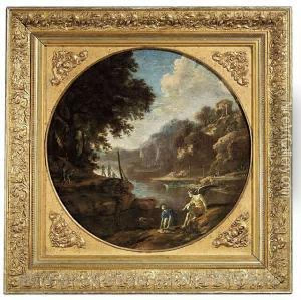 A River Landscape With Tobias And The Angel Oil Painting - Domenico Gargiulo