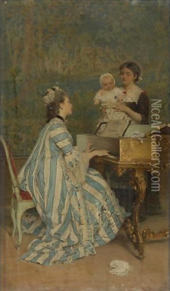Baby's Delight Oil Painting - Girolamo Induno