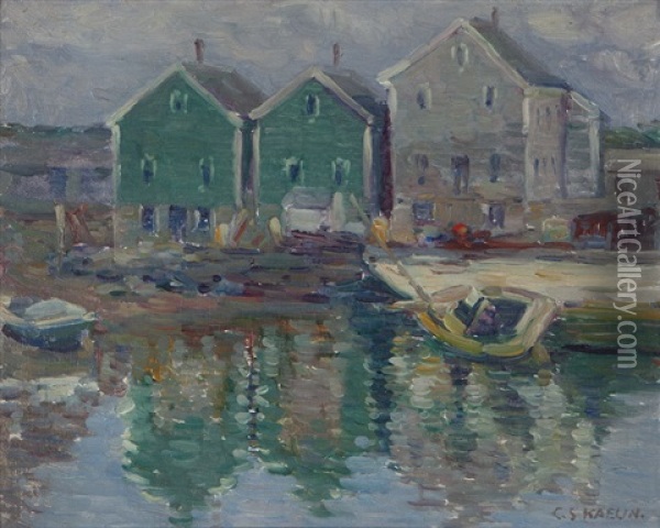 Rockport Harbor Scene Oil Painting - Charles Salis Kaelin