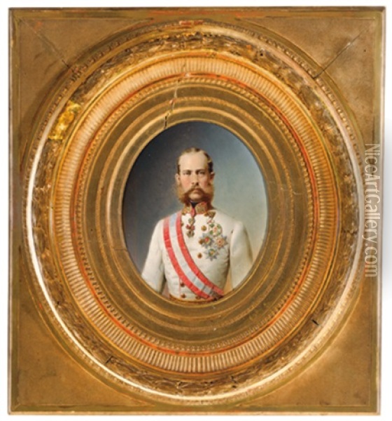 Kaiser Franz Josef I. Und Kaiserin Elisabeth, 2 Portrats Oil Painting - Franz Russ the Elder