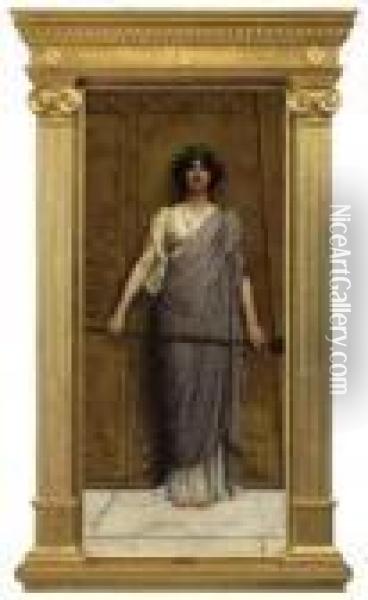 At The Gate Of The Temple Oil Painting - John William Godward
