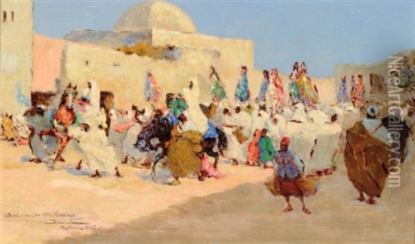 La Sortie Du Sultan A Meknes Oil Painting - Felipe Barantes Abascal