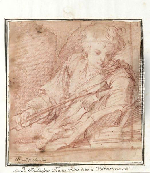 A Young Musician Playing The Violin Oil Painting - Baldassarre Franceschini