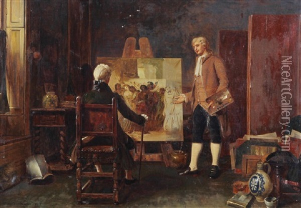 The Artist's Studio Oil Painting - Edwin Hughes