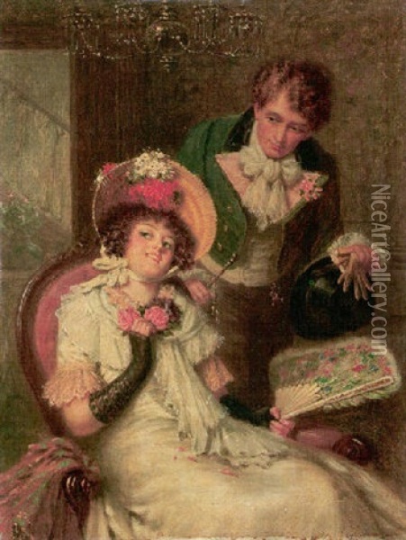 Flirtation Oil Painting - Edwin Thomas Roberts