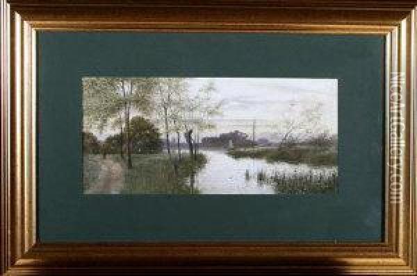 Marshes, Near Kings Lynne Oil Painting - James Lawson Stewart