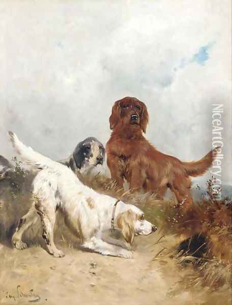 Setters on the scent Oil Painting - Henry Schouten