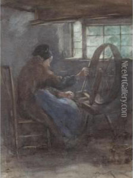 Winding A Holland Oil Painting - Henry Wright Kerr