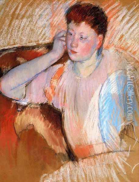 Clarissa Turned Left With Her Hand To Her Ear Oil Painting - Mary Cassatt
