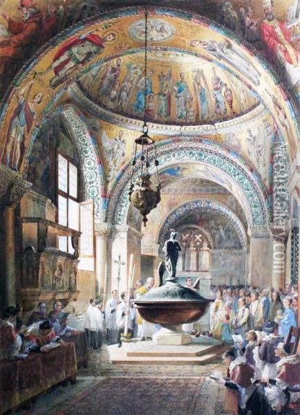 Cathedral Interior Oil Painting - Martino Del Don