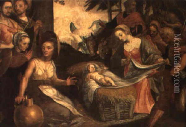 Tillbedjan Av Jesusbarnet Oil Painting - Aert Pietersz