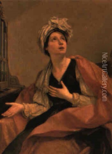 St. Cecilia Oil Painting - Giovanni Antonio Pellegrini