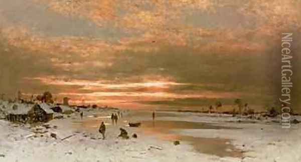 A Winter Landscape Oil Painting - Ludwig Munthe