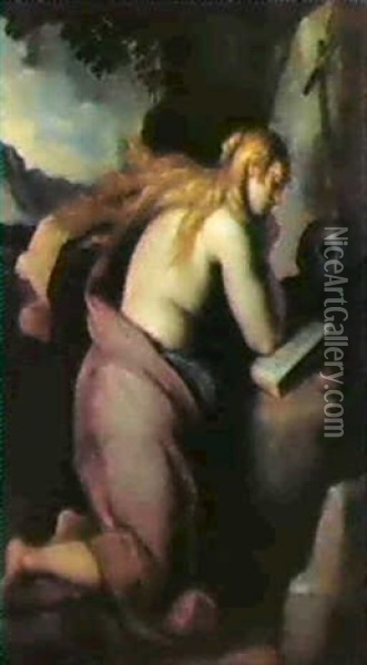 La Maddalena Oil Painting - Jacopo Palma il Giovane