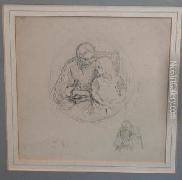 Study Of Mother And Child Oil Painting - Charles West Cope