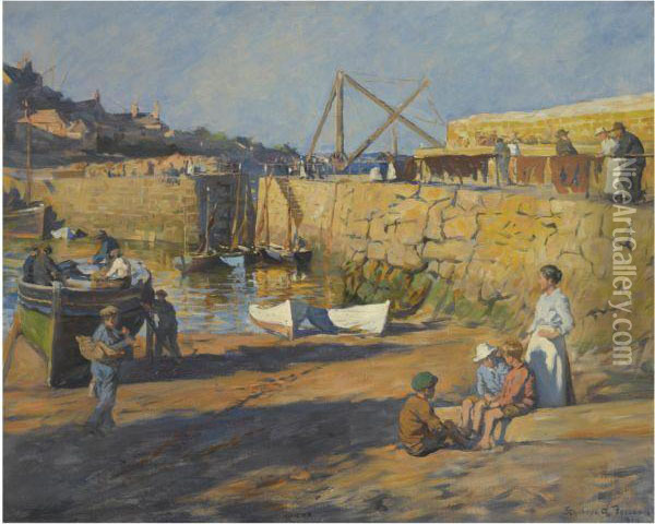 Low Tide At Mousehole Oil Painting - Stanhope Alexander Forbes