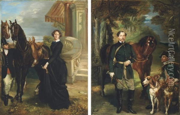 Portrait Of Comte Oscar De Ranchicourt (+ Portrait Of Comtesse De Ranchicourt; Pair) Oil Painting - Theodore Chasseriau