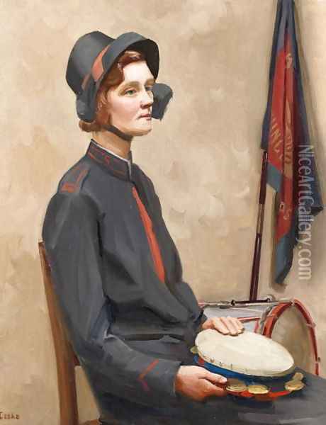 Portrait of a Salvation Army songster, c.1938 Oil Painting - Mollie Cooke