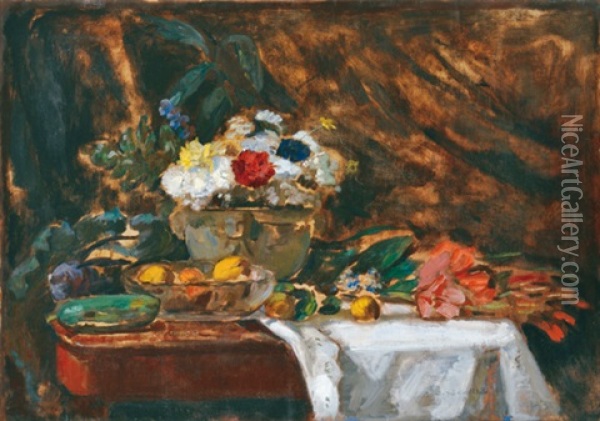 Table Still-life Oil Painting - Bela Ivanyi Gruenwald