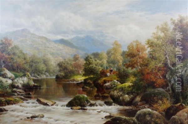 On The Wnion Dolgelly Oil Painting - William Henry Mander