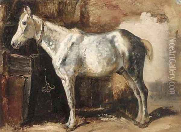 A grey in a stable Oil Painting - George Paice