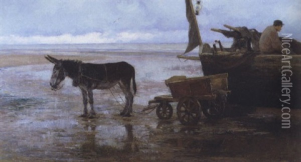 Op Het Strand Oil Painting - Edgard Farasyn