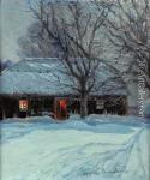 Vinter Pa Edeby Gard Oil Painting - Charlotte Wahlstrom