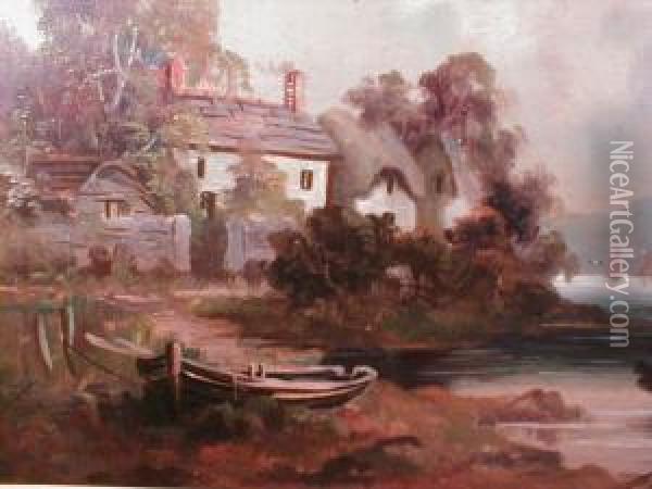 A Pair Of Rural Landscapes Oil Painting - J.R. Miller