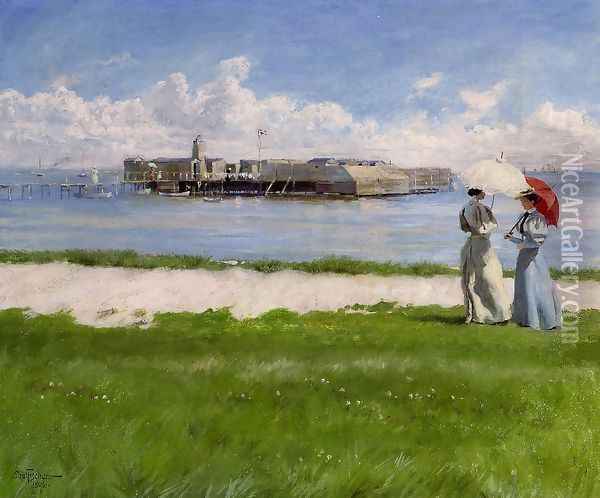 The Conversation, Helgoland Oil Painting - Paul-Gustave Fischer