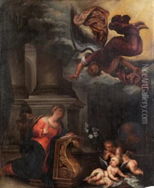 L'annunciazione Oil Painting - Giovanni Andrea Ansaldo