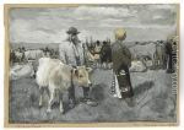 The Servant Even Of The Peasant. Oil Painting - Joseph Pennell