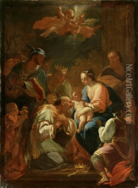 Anbetung Der Heiligen Drei Konige Oil Painting - Giacomo del Po